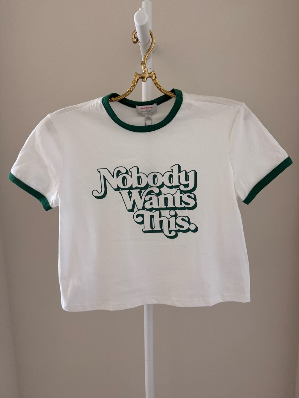 Favorite Daughter White Tee with Green Trim - from the TV show Nobody Wants This
